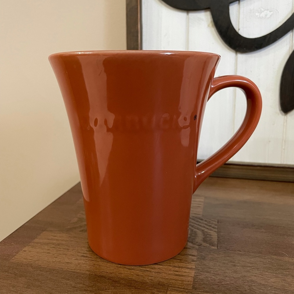 Starbucks “2011” Burnt Orange Ceramic Mug with Embossed Logo 21oz